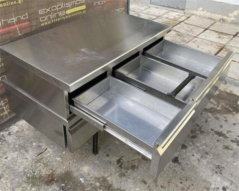 Συρτάρι Ανοξείδωτο Διπλό 80x59x24Cm Για 1/2Gn Βάθος 10Cm Mεταχειρισμένο